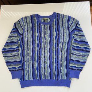 Vintage 90s Norm Thompson Sweater Mens XL Purple Colorful Coogi Style Sweatshirt